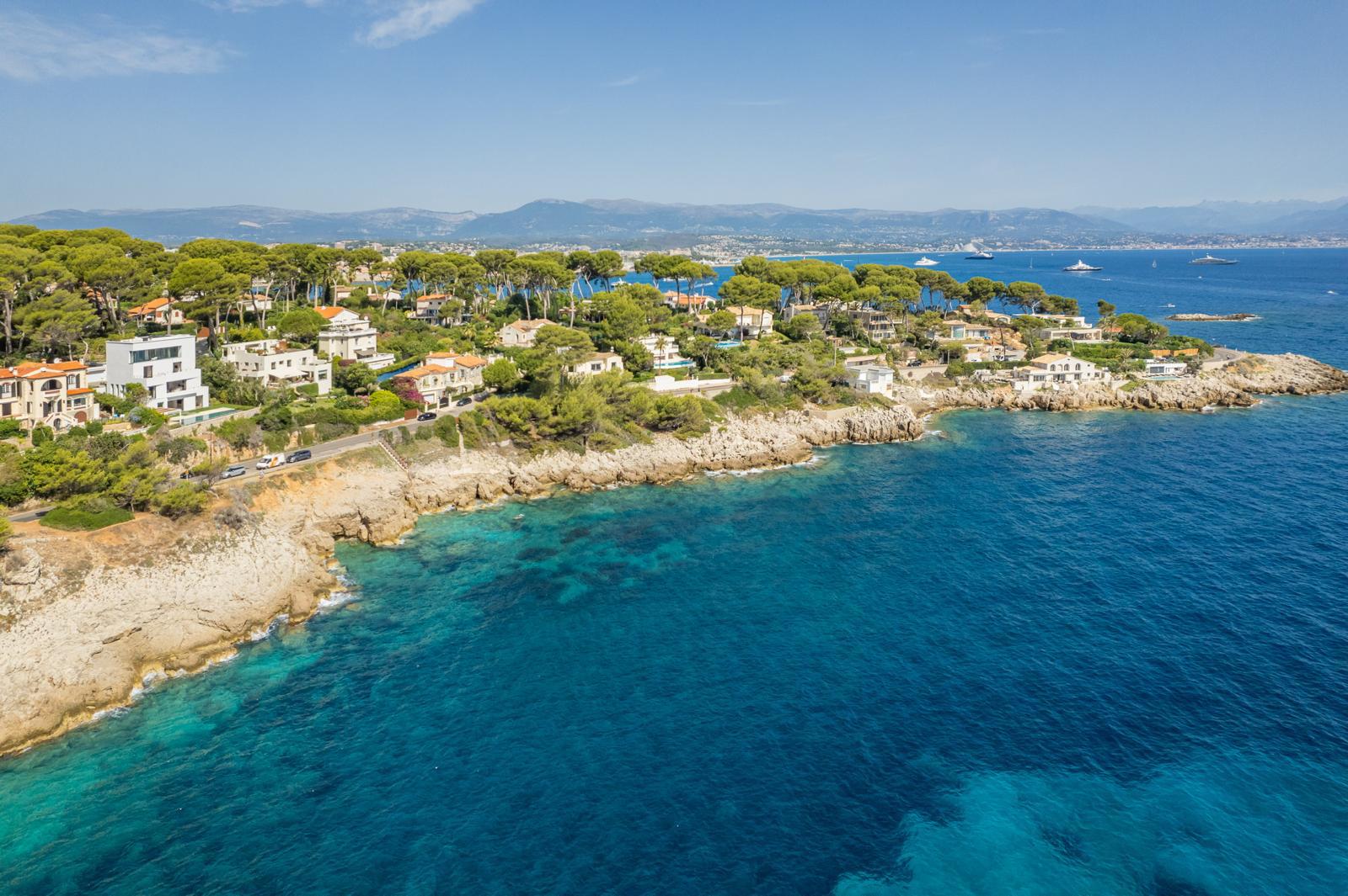 Cap d'Antibes coastline at twilight
